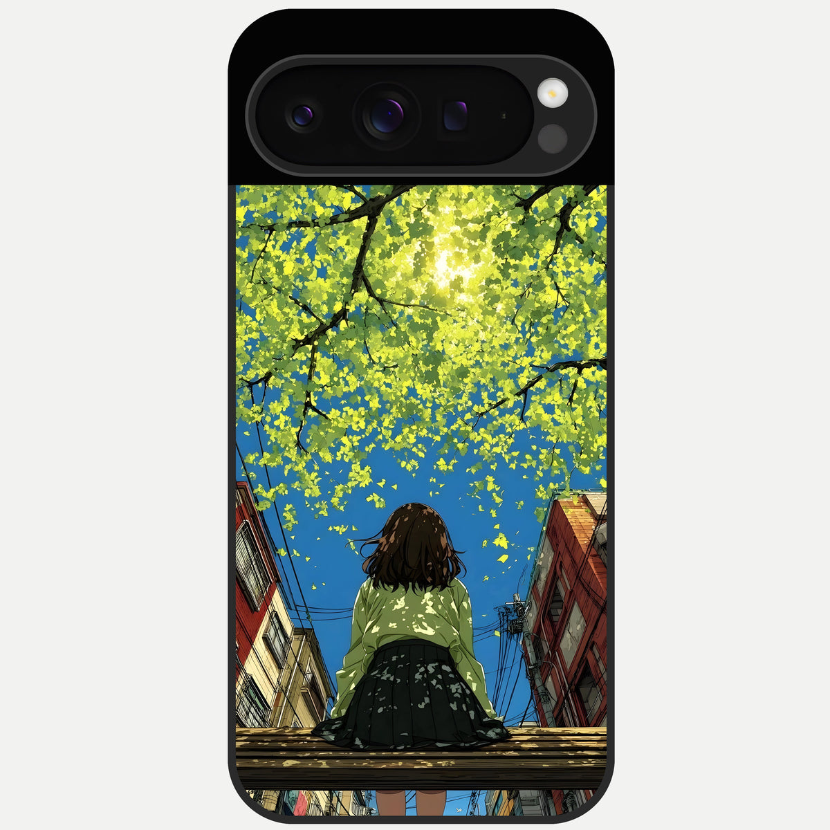  Golden Leaves Glow Glass Case For Google Pixel 9 Pro back cover – full design glossy printed glass finish