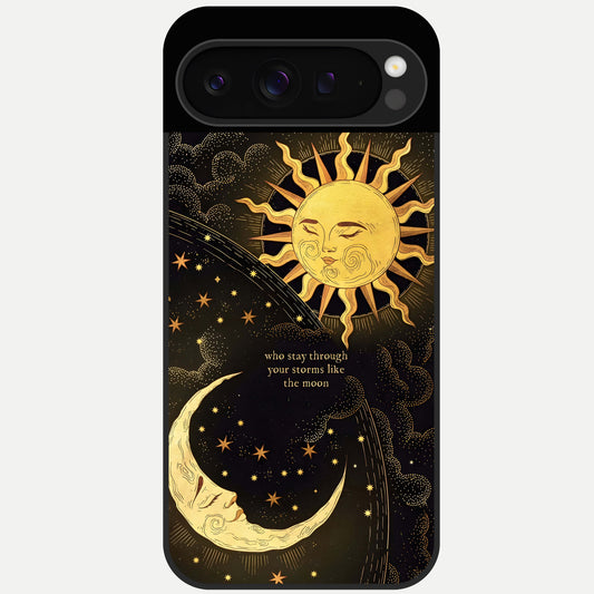  Golden Lunar Love Glass Case For Google Pixel 9 Pro back cover – full design glossy printed glass finish