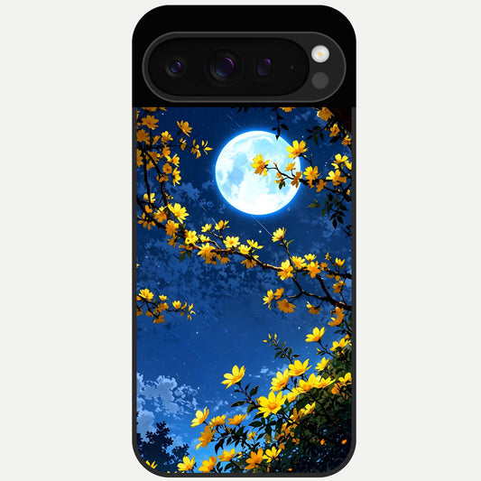  Golden Night Glow Glass Case For Google Pixel 9 Pro back cover – full design glossy printed glass finish