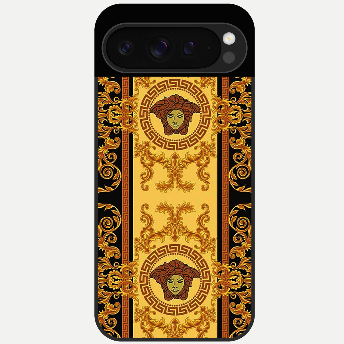  Golden Royal Heritage Glass Case For Google Pixel 9 Pro back cover – full design glossy printed glass finish