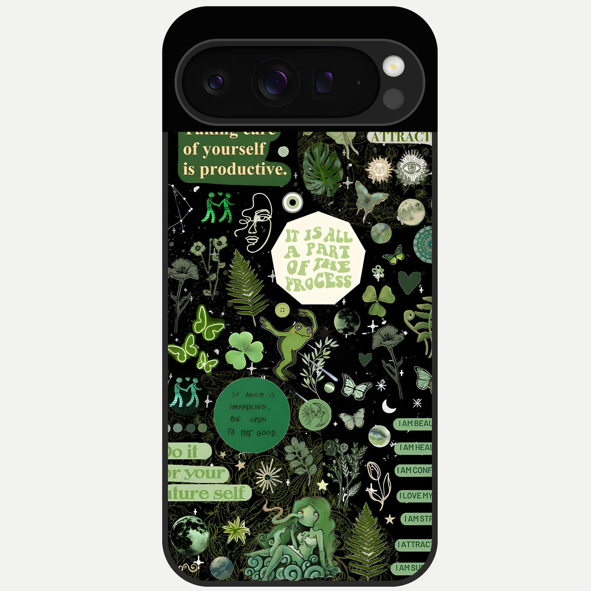  Green Mandala Pattern Glass Case For Google Pixel 9 Pro back cover – full design glossy printed glass finish
