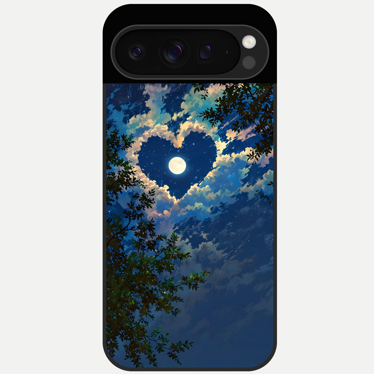  Heart With Moon Sky Glass Case For Google Pixel 9 Pro back cover – full design glossy printed glass finish