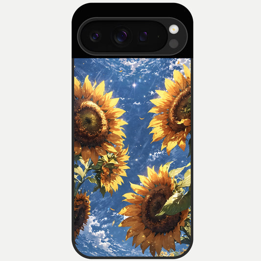  Heavenly Sunflower Rise Glass Case For Google Pixel 9 Pro back cover – full design glossy printed glass finish