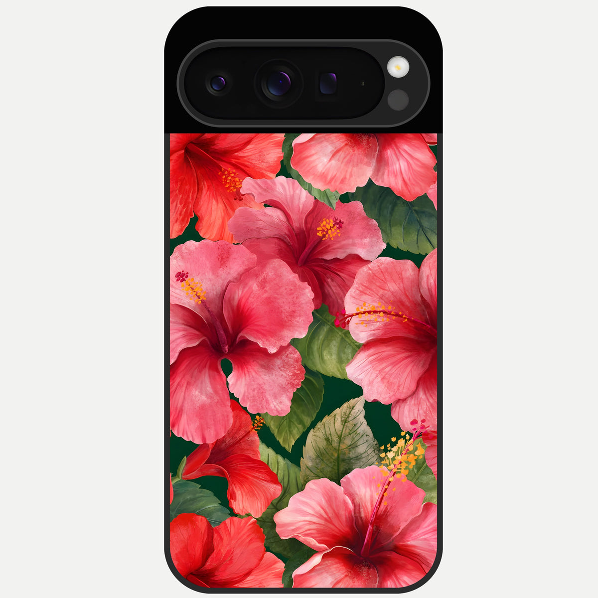  Hibiscus Pattern Glass Case For Google Pixel 9 Pro back cover – full design glossy printed glass finish