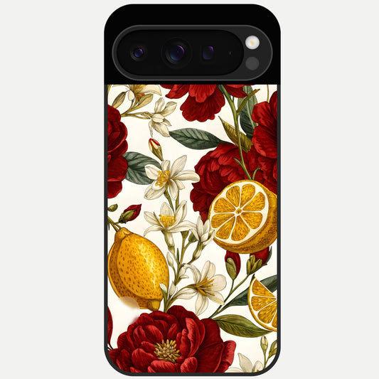  Lemon Rose Charm Glass Case For Google Pixel 9 Pro back cover – full design glossy printed glass finish