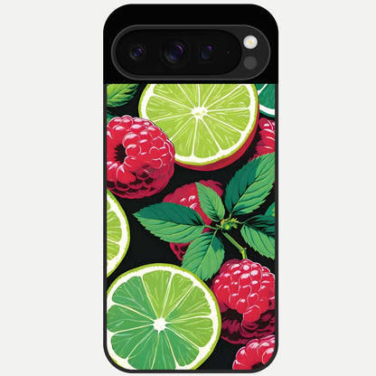  Lime and Raspberry Pattern Glass Case For Google Pixel 9 Pro back cover – full design glossy printed glass finish