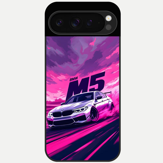  MS Neon Car Glass Case For Google Pixel 9 Pro back cover – full design glossy printed glass finish