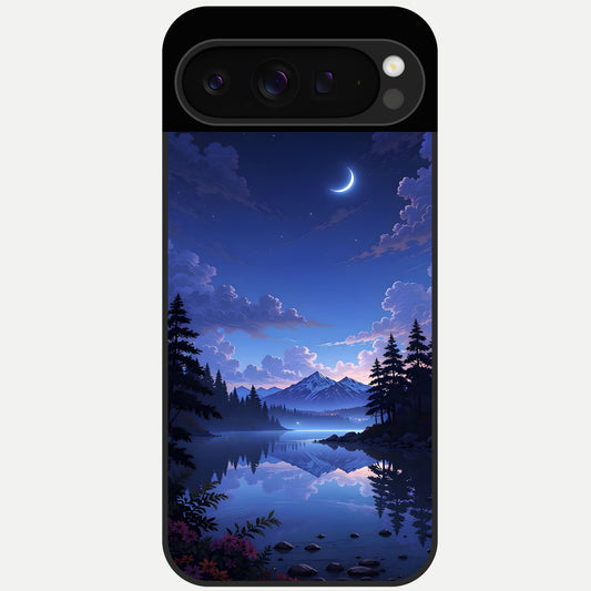  Midnight Lake Peace Glass Case For Google Pixel 9 Pro back cover – full design glossy printed glass finish