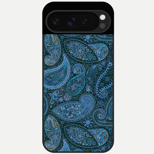  Midnight Paisley Glow Glass Case For Google Pixel 9 Pro back cover – full design glossy printed glass finish
