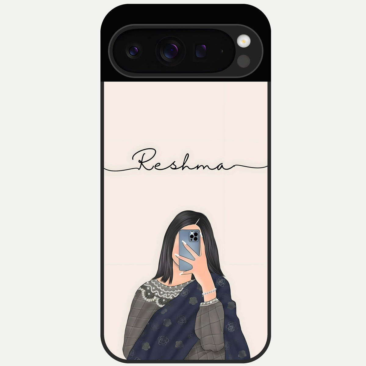 Mirror Mood Muse With Custom Name Glass Case For Google Pixel 9 Pro back cover – full design glossy printed glass finish