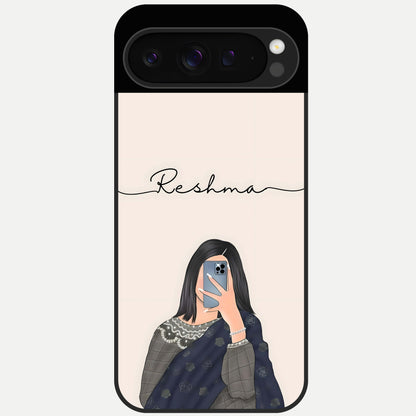  Mirror Mood Muse With Custom Name Glass Case For Google Pixel 9 Pro back cover – full design glossy printed glass finish