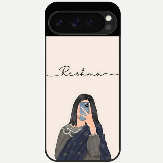  Mirror Mood Muse With Custom Name Glass Case For Google Pixel 9 Pro back cover – full design glossy printed glass finish
