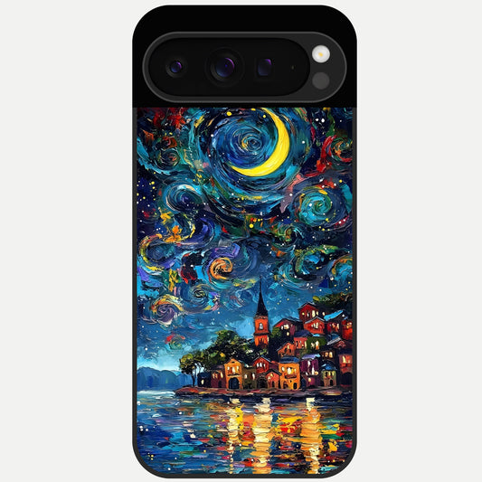 Moonlight Harbor Glow Glass Case For Google Pixel 9 Pro back cover – full design glossy printed glass finish