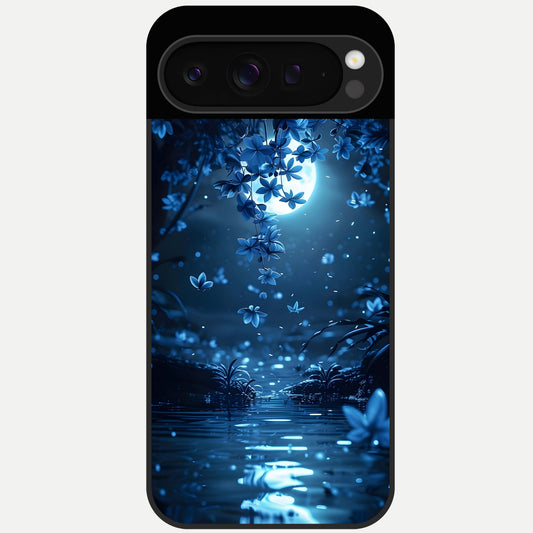  Moonlight Petal Dream Glass Case For Google Pixel 9 Pro back cover – full design glossy printed glass finish
