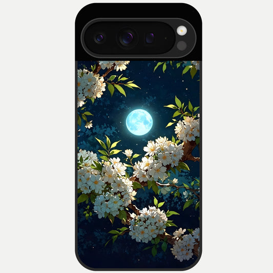  Moonlit Blossom Dream Glass Case For Google Pixel 9 Pro back cover – full design glossy printed glass finish