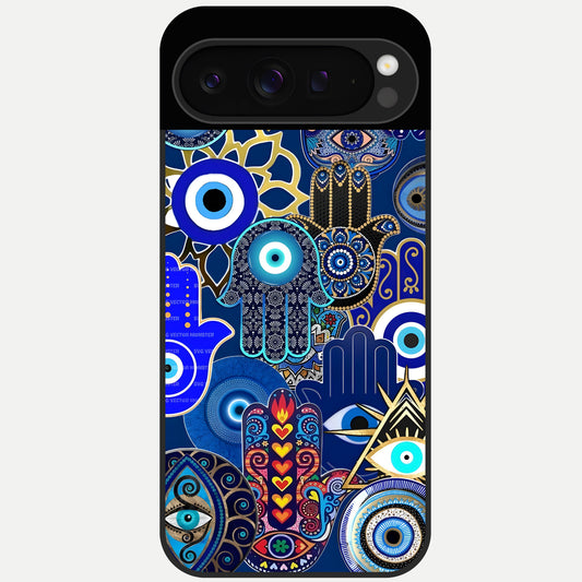  Mystic Palm Guard Glass Case For Google Pixel 9 Pro back cover – full design glossy printed glass finish