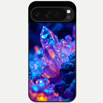  Neon Aura Shards Glass Case For Google Pixel 9 Pro back cover – full design glossy printed glass finish