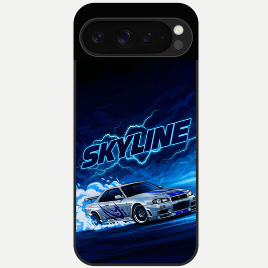  Neon Drift Beast Glass Case For Google Pixel 9 Pro back cover – full design glossy printed glass finish