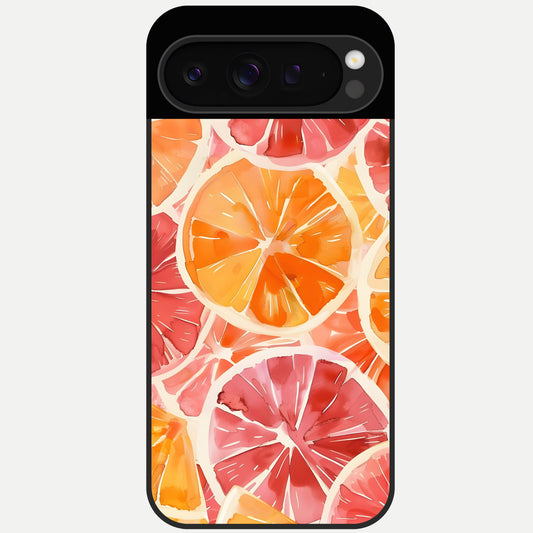  Orange Fruits Pattern Glass Case For Google Pixel 9 Pro back cover – full design glossy printed glass finish