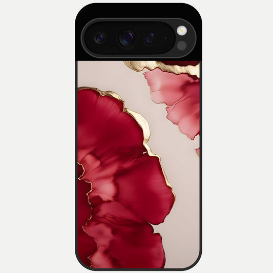  Pink And White Marble Glass Case For Google Pixel 9 Pro back cover – full design glossy printed glass finish