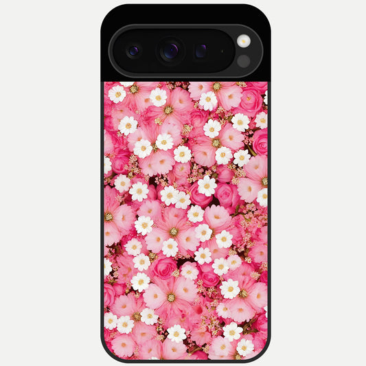 Pink Daisy Bliss Glass Case For Google Pixel 9 Pro back cover – full design glossy printed glass finish
