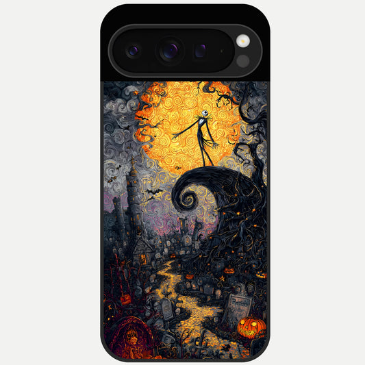  Pumpkin Moonlight Tale Glass Case For Google Pixel 9 Pro back cover – full design glossy printed glass finish