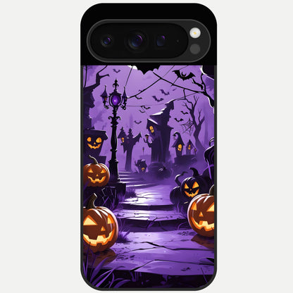  Pumpkin Patch Halloween Glass Case For Google Pixel 9 Pro back cover – full design glossy printed glass finish