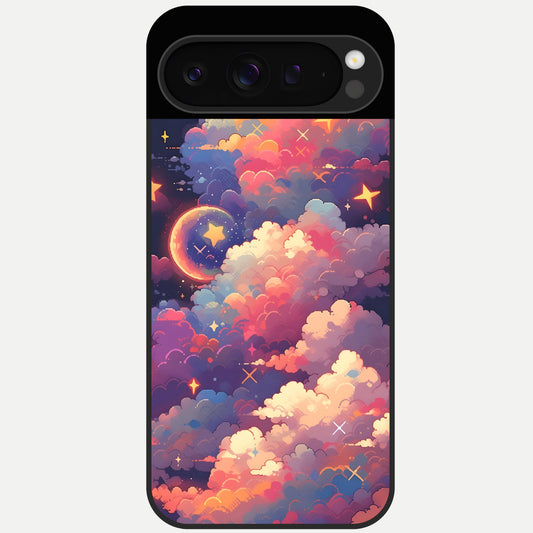  Starlit Dream Clouds Glass Case For Google Pixel 9 Pro back cover – full design glossy printed glass finish