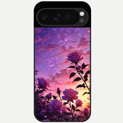  Starlit Rose Twilight Glass Case For Google Pixel 9 Pro back cover – full design glossy printed glass finish