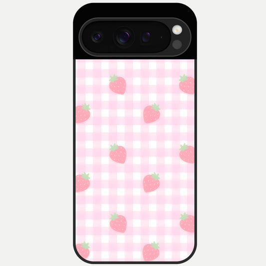  Strawberry Picnic Love Glass Case For Google Pixel 9 Pro back cover – full design glossy printed glass finish