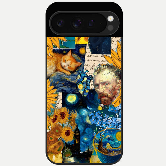  Sunflower Chic Mood Custom Name Glass Case For Google Pixel 9 Pro back cover – full design glossy printed glass finish