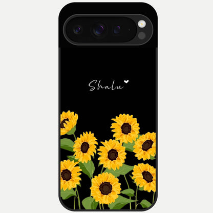  Sunflower Sky Bloom Glass Case For Google Pixel 9 Pro back cover – full design glossy printed glass finish