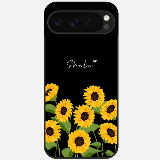  Sunflower Sky Bloom Glass Case For Google Pixel 9 Pro back cover – full design glossy printed glass finish