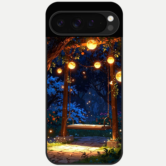  Twilight Garden Swing Glass Case For Google Pixel 9 Pro back cover – full design glossy printed glass finish