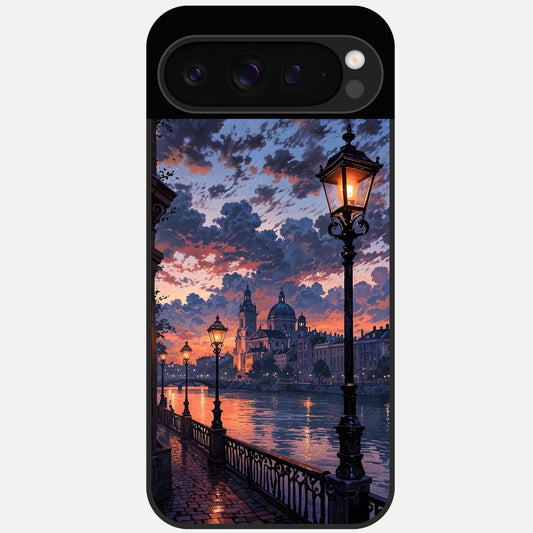  Twilight River Lights Glass Case For Google Pixel 9 Pro back cover – full design glossy printed glass finish