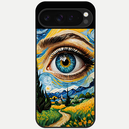  Van Gogh Eye Glass Case For Google Pixel 9 Pro back cover – full design glossy printed glass finish