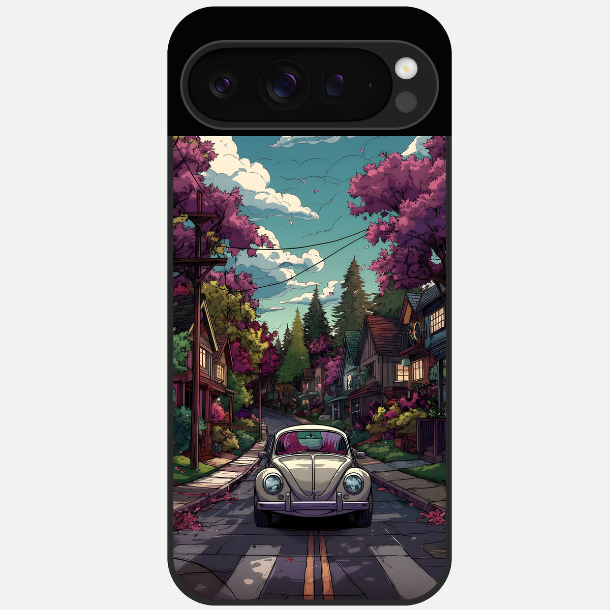  Vintage Street Drive Glass Case For Google Pixel 9 Pro back cover – full design glossy printed glass finish