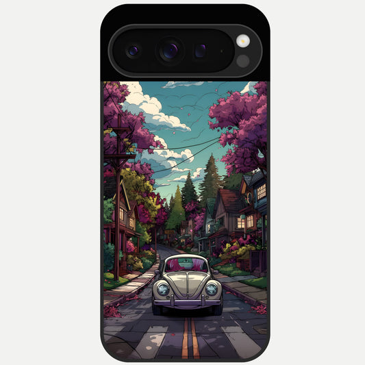  Vintage Street Drive Glass Case For Google Pixel 9 Pro back cover – full design glossy printed glass finish