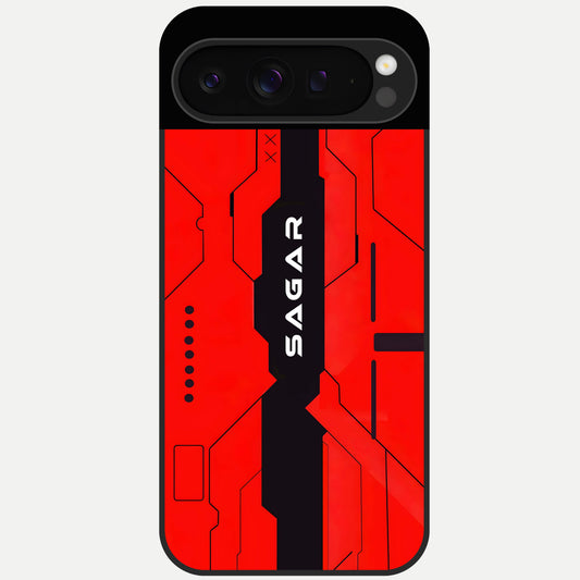  Voltage Rise CYBERPUNK Custom Name Glass Case For Google Pixel 9 Pro back cover – personalized glossy printed glass finish
