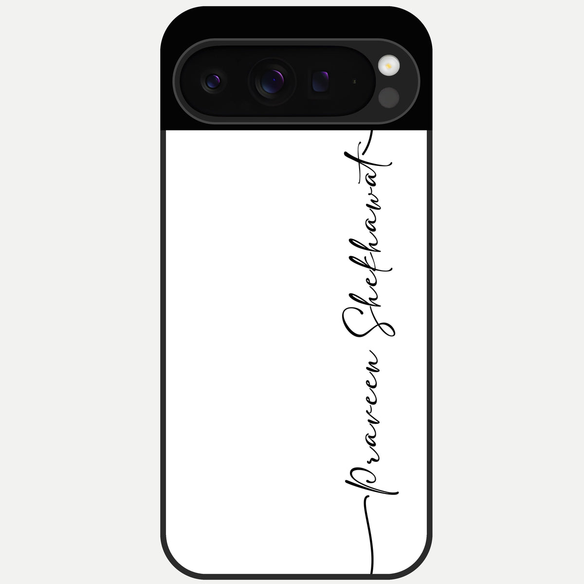  White Tune Custom Name Glass Case For Google Pixel 9 Pro back cover – personalized glossy printed glass finish