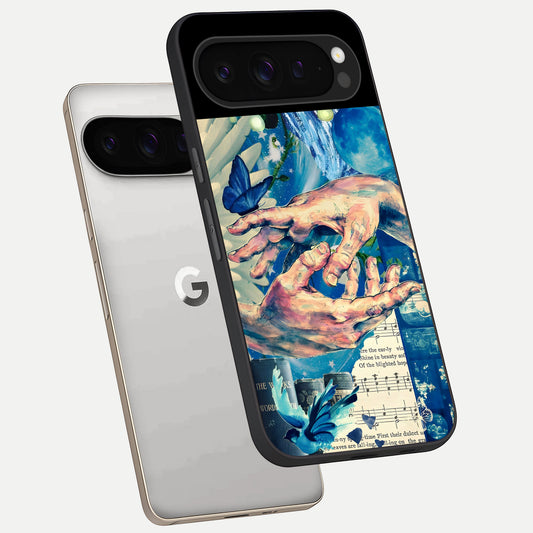  Aesthetic Divider phone case For Google Pixel 9 Pro showing premium glass back cover with detailed artwork
