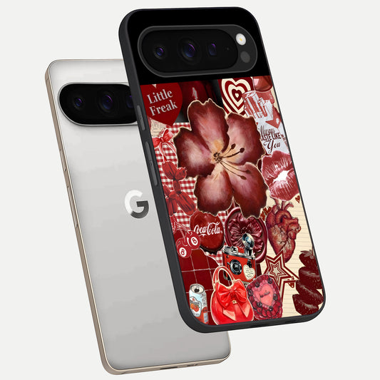  Aesthetic Little Freak phone case For Google Pixel 9 Pro showing premium glass back cover with detailed artwork