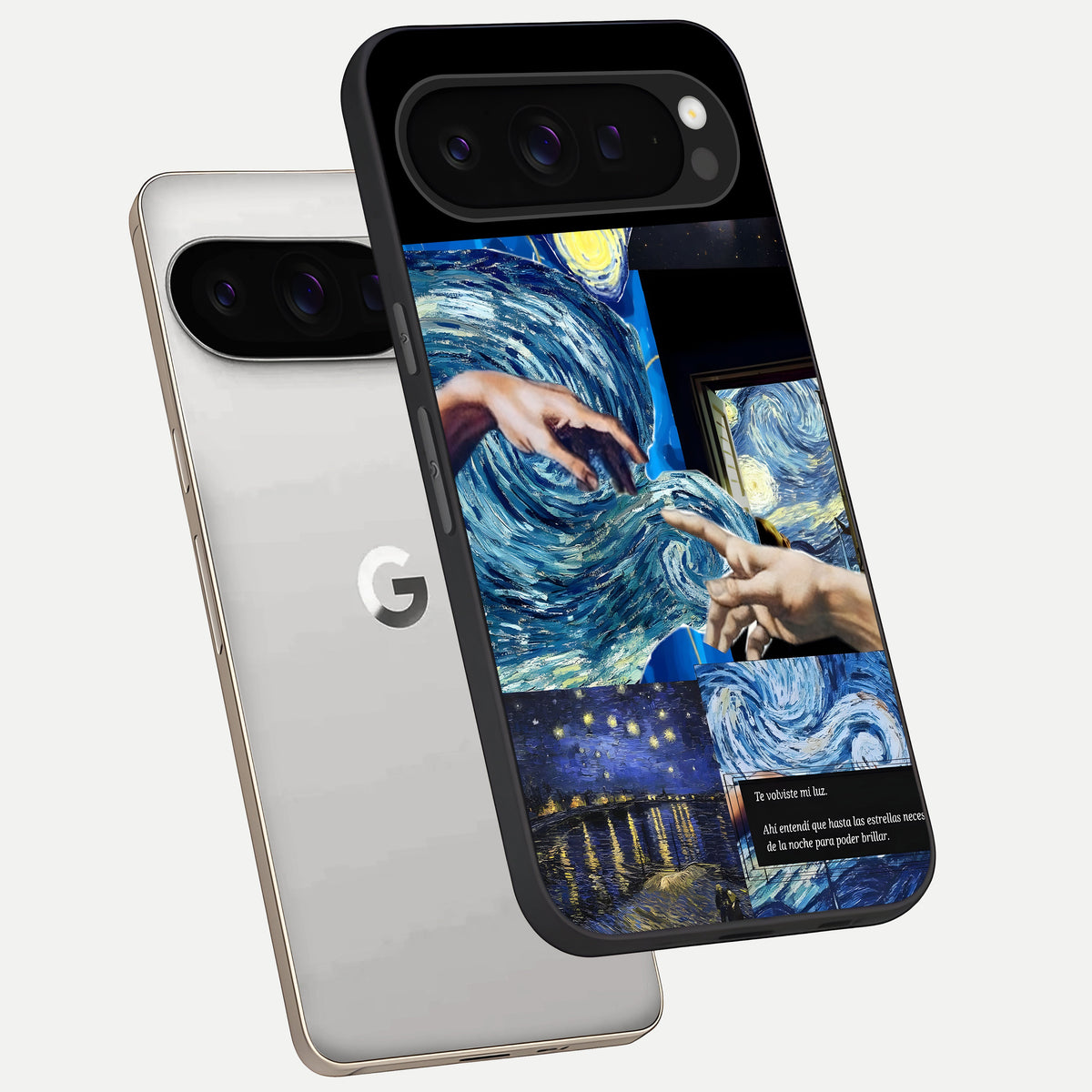  Aesthetic Vando Hands phone case For Google Pixel 9 Pro showing premium glass back cover with detailed artwork