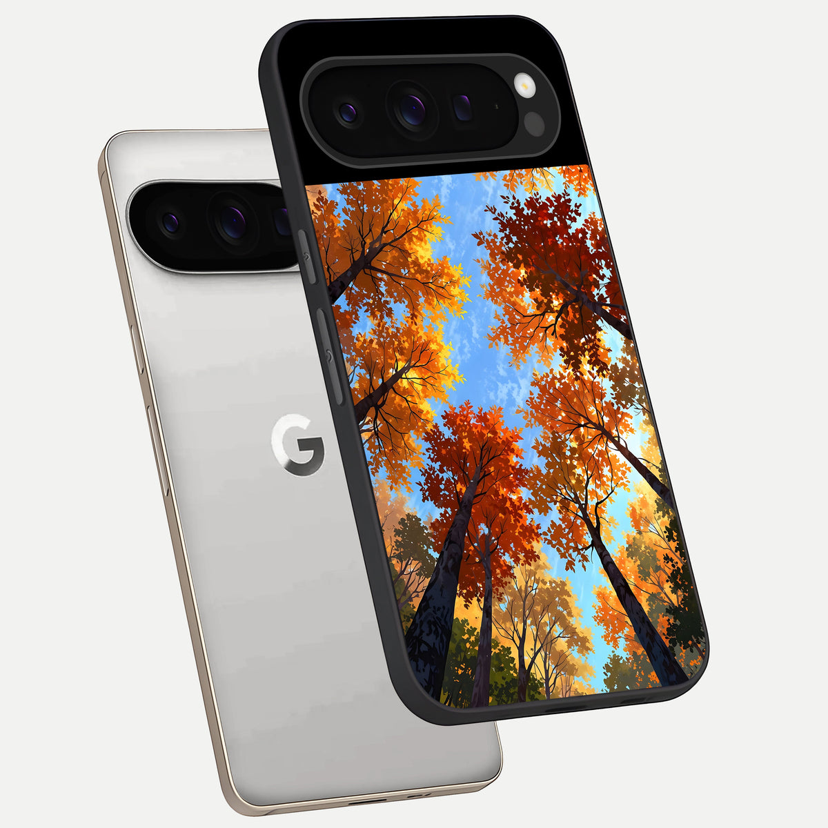  Autumn Sky Rise phone case For Google Pixel 9 Pro showing premium glass back cover with detailed artwork