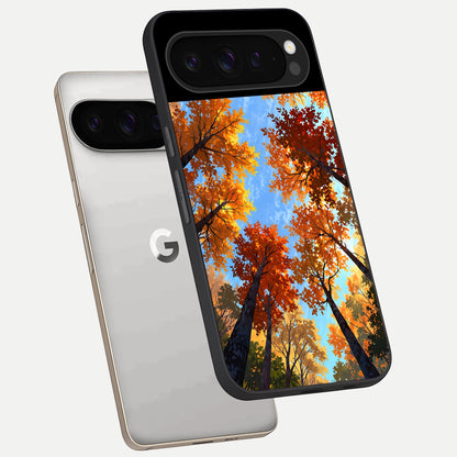  Autumn Sky Rise phone case For Google Pixel 9 Pro showing premium glass back cover with detailed artwork
