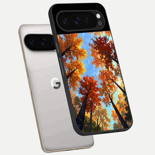  Autumn Sky Rise phone case For Google Pixel 9 Pro showing premium glass back cover with detailed artwork