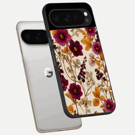  Autumn Wine Bloom phone case For Google Pixel 9 Pro showing premium glass back cover with detailed artwork