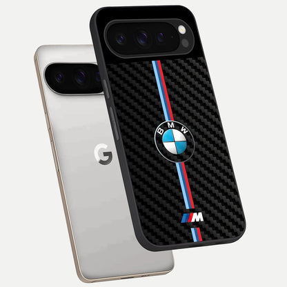  BMW Pattern phone case For Google Pixel 9 Pro showing premium glass back cover with detailed artwork
