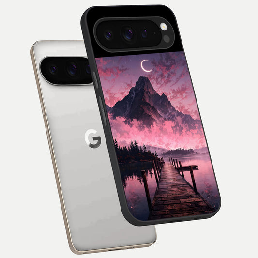  Beautiful Mountain View phone case For Google Pixel 9 Pro showing premium glass back cover with detailed artwork