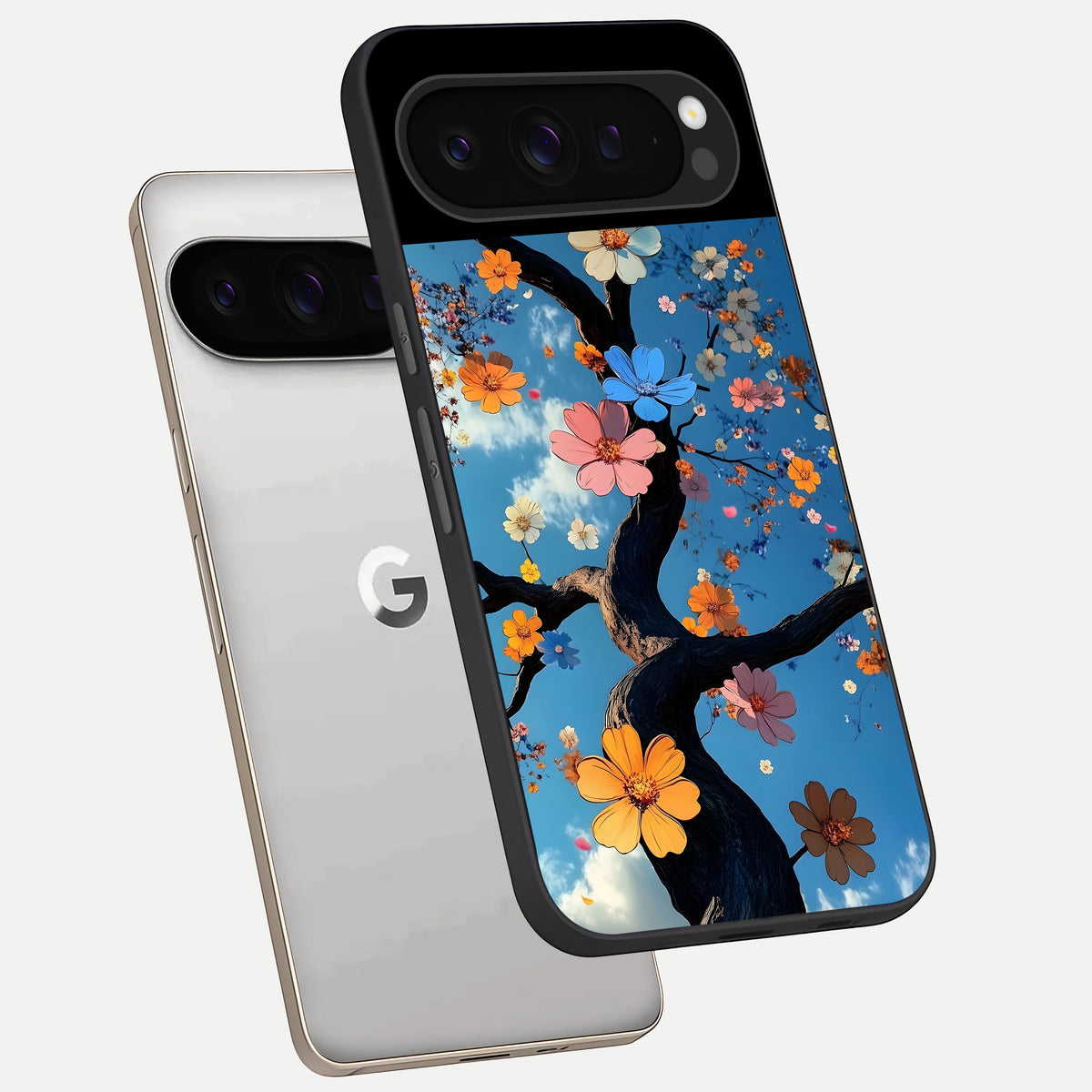  Blossom Dream Sky phone case For Google Pixel 9 Pro showing premium glass back cover with detailed artwork